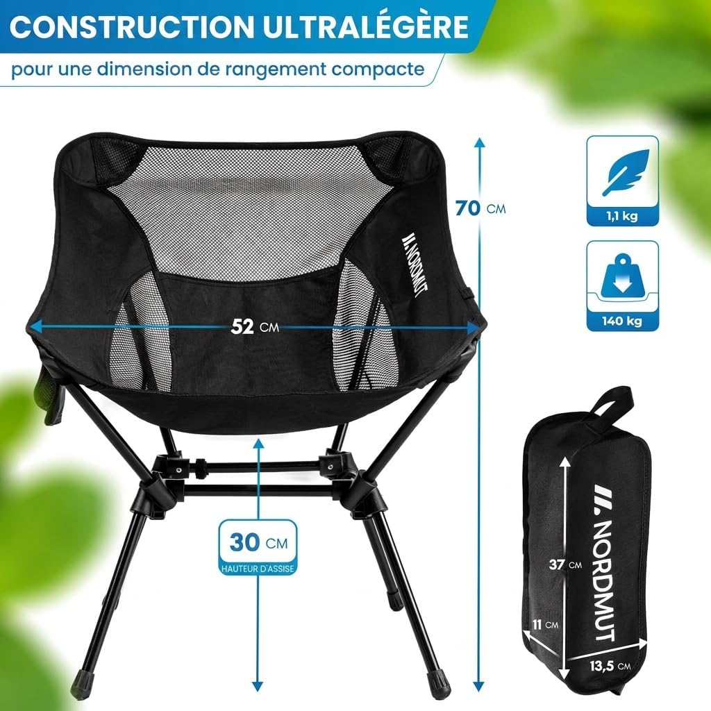Detalle 2 de NORDMUT CHR-LGT-BCK-1 campingstoel, opvouwbaar aluminium, tot 150 kg