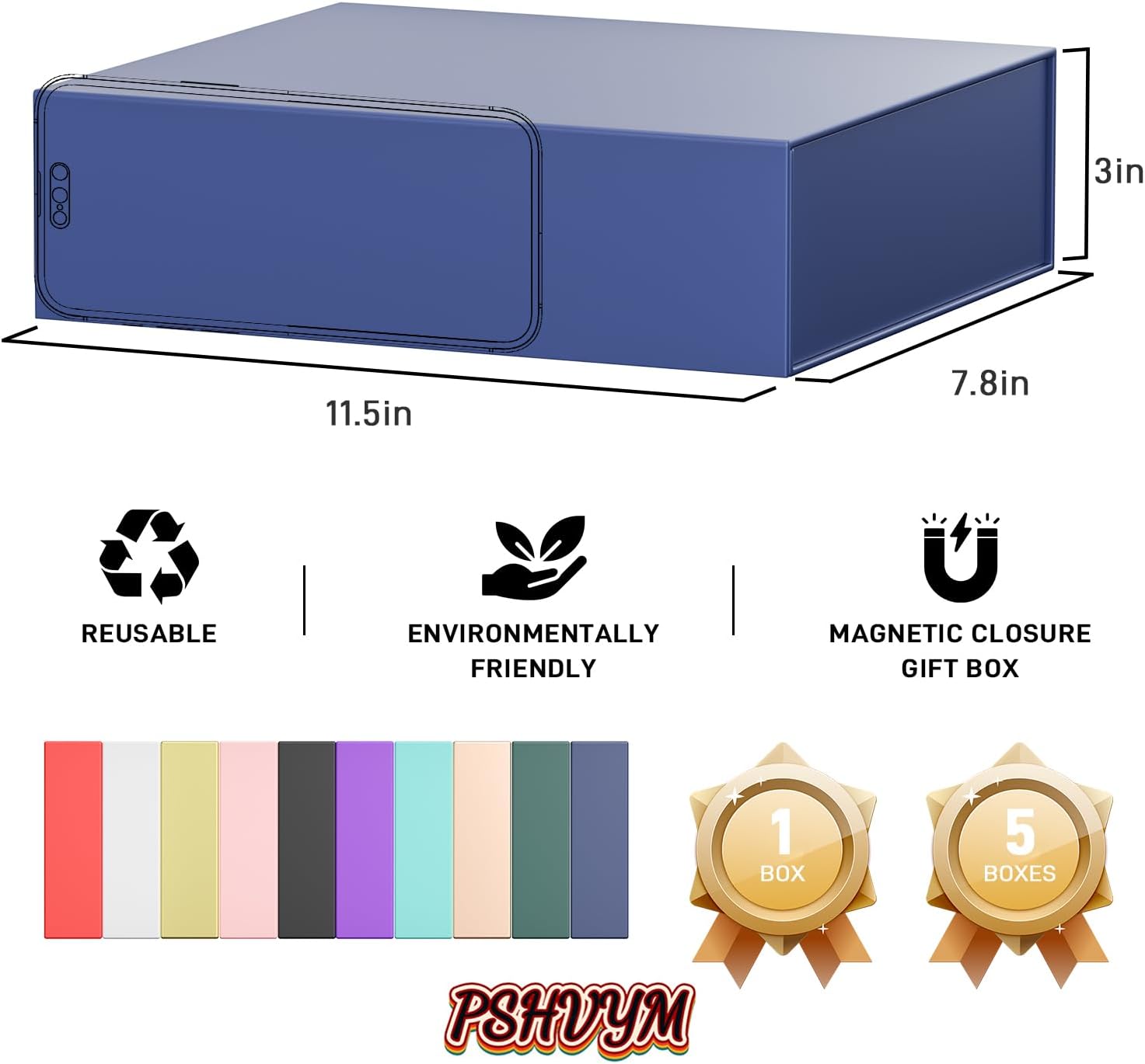 Thumbnail 1 de 1 Pack Gift Boxes with Lids Magnetic Closure, 30 x 20 x 7.6 cm – Blue