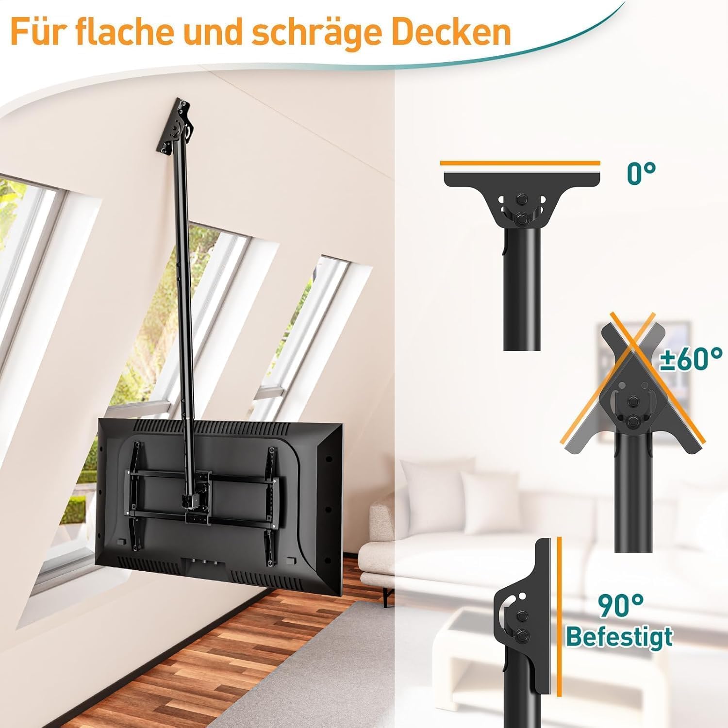 Detalle 2 de ELIVED EV3016 Deckenhalterung 37–75 Zoll