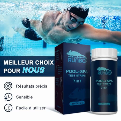 Detalle 2 de RUNBO 7 en 1 Testeur pour Eau de Piscine et Spa – 150 bandes