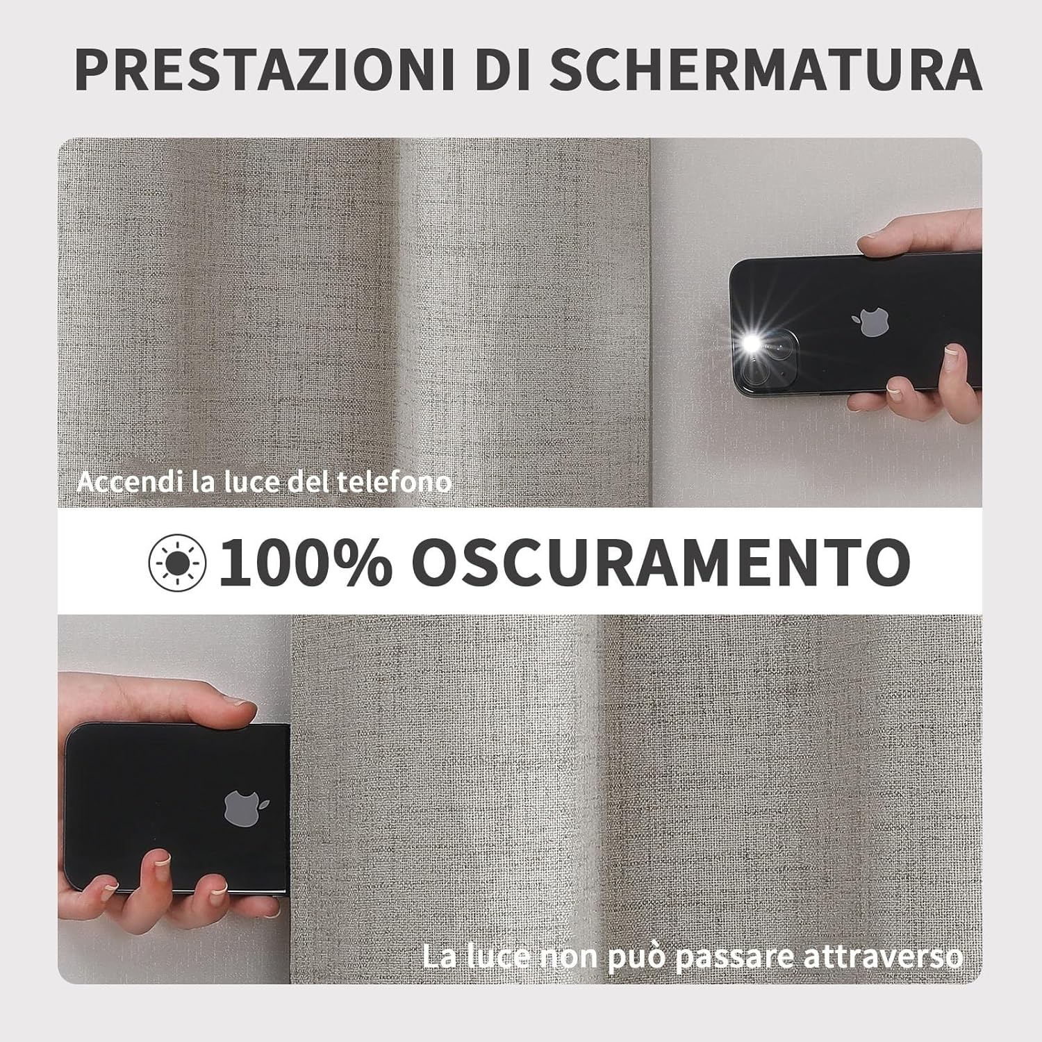 Thumbnail 5 de Joydeco tende oscuranti 100% a doppio strato in lino sintetico con occhielli (2 pannelli) bianco