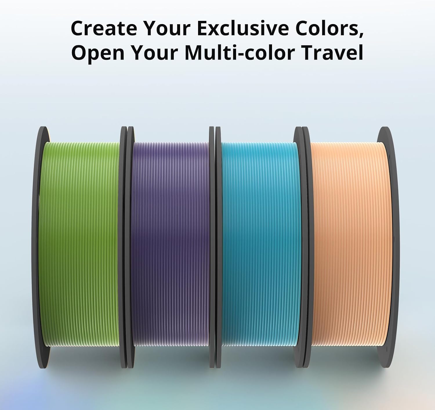 Detalle de ANYCUBIC PLA Filament 1.75mm – 4x1kg Spool Pack in Peach Pink, Interstellar Violet, Spring Leaf & Tropical Turquoise