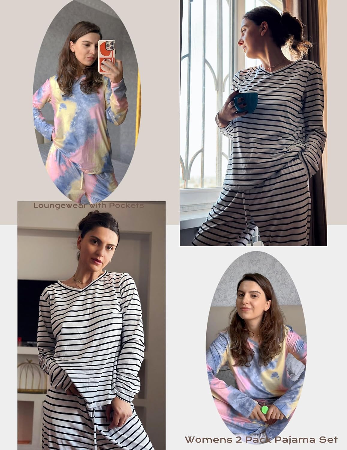 Detalle 2 de Ekouaer Women's Pajama Sets, 2-Pack