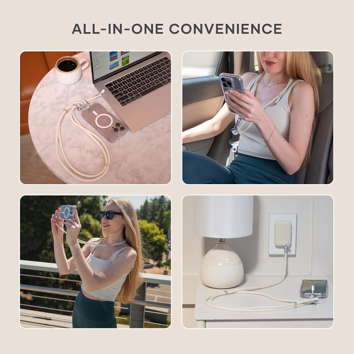 Thumbnail 6 de Satechi OntheGo™ Cordon Téléphone USB‑C (60W) avec câble tressé 1,5 m et transfert jusqu’à 480Mbps – Beige