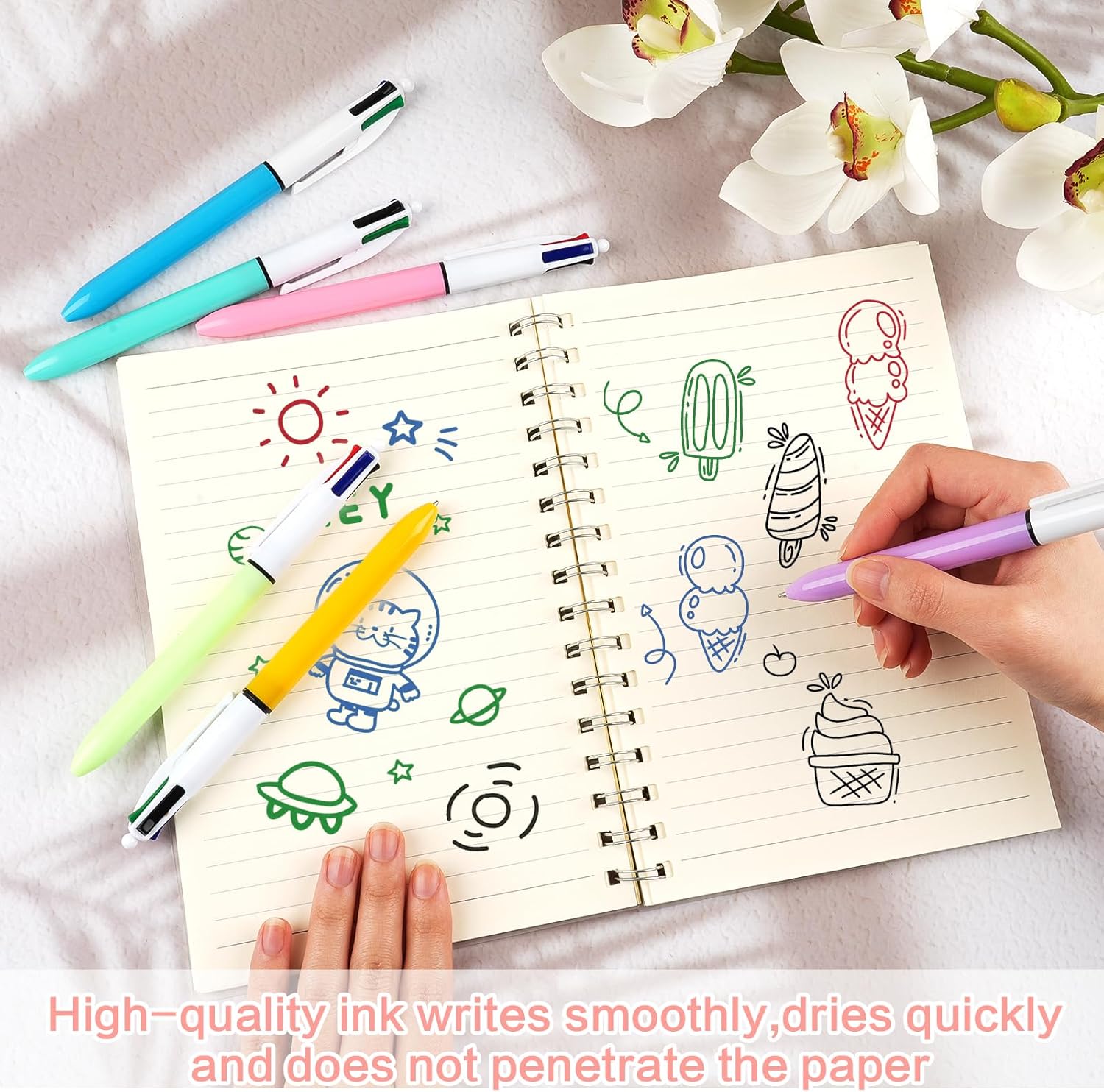 Detalle de Maxmoc 4 Colour Pen: 14‑Pack Multicolour Retractable 4‑in‑1 Ballpoint Set