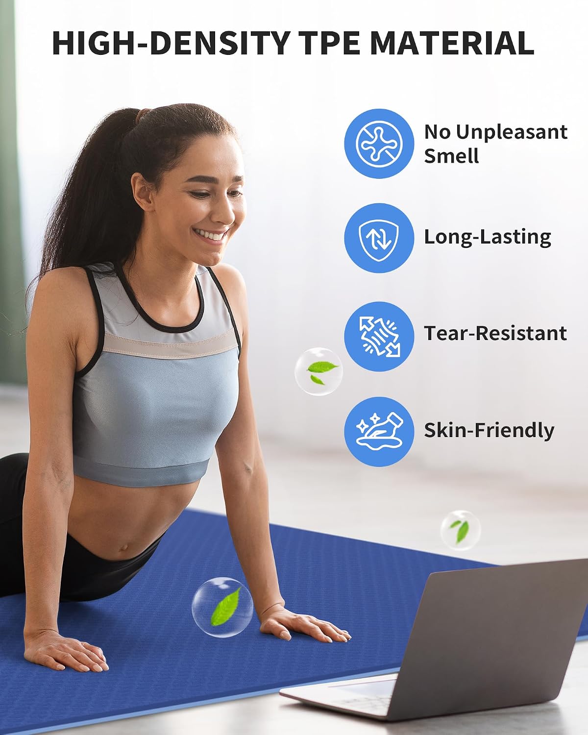 Detalle 1 de CAMBIVO 72" x 48" Large TPE Yoga Mat with 0.24" Cushioning