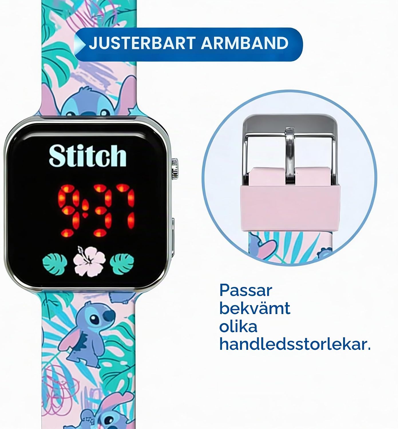 Detalle de Kids Licensing digital LED-klocka för barn med datum och justerbart armband