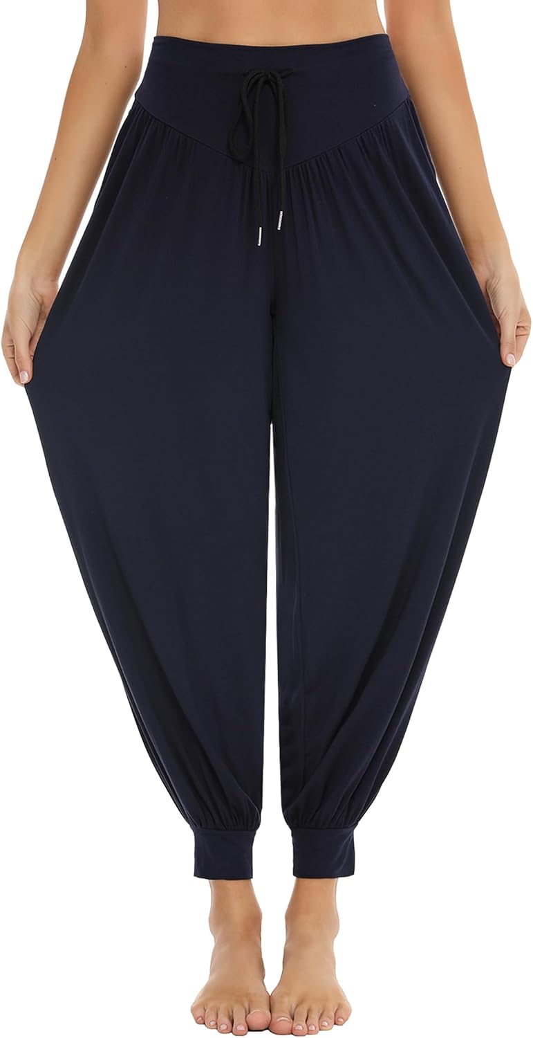 Detalle de Terecey Pantalon Sarouel Femme Sport Taille Haute Bouffant – Yoga, Pilates, Fitness