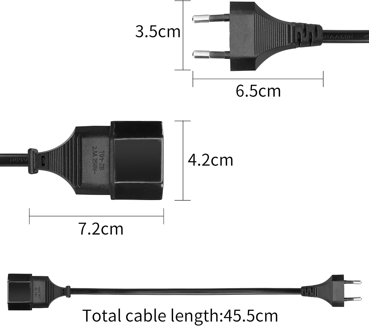 Thumbnail 6 de YACSEJAO Euro Verlängerung: Typ-C auf Euro-Stecker, 40 cm, 0,75 mm²