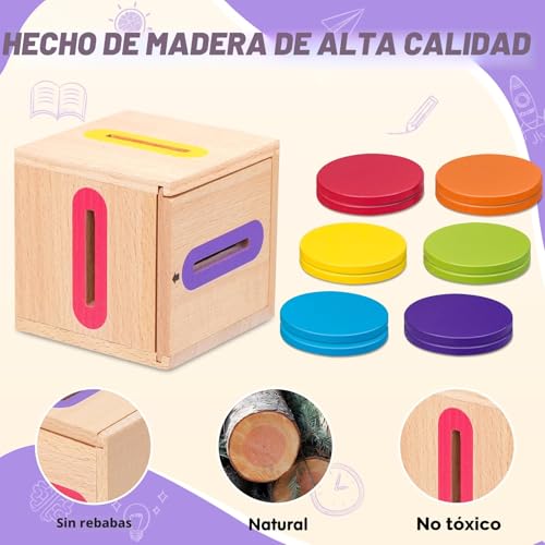 Detalle de Lubolee Juguetes Montessori 1–3 Años: Juego de Clasificar y Apilar en Madera