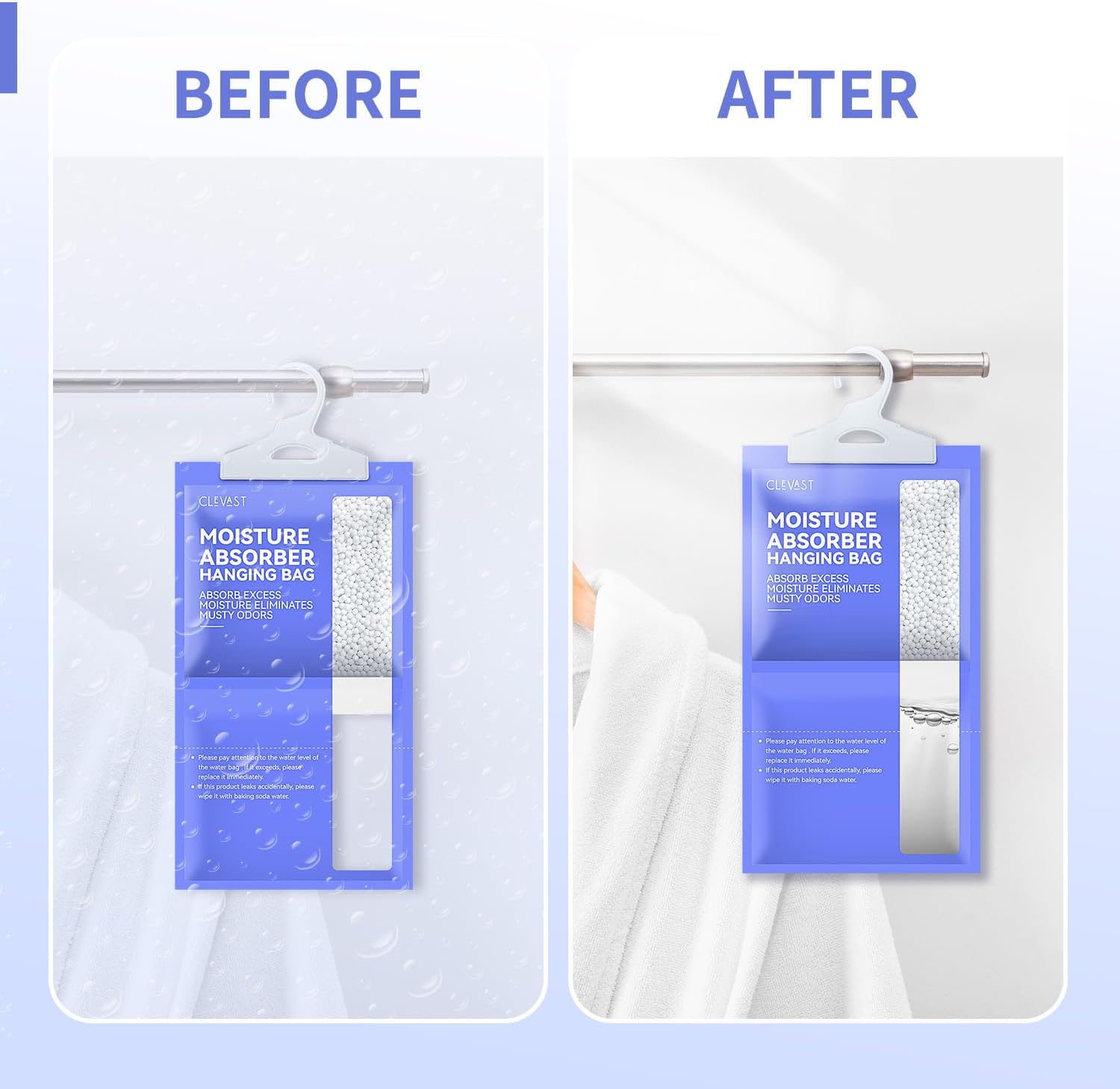 Detalle 2 de CLEVAST 5 Pack Wardrobe Dehumidifier (hanging moisture absorbers, 230g each)