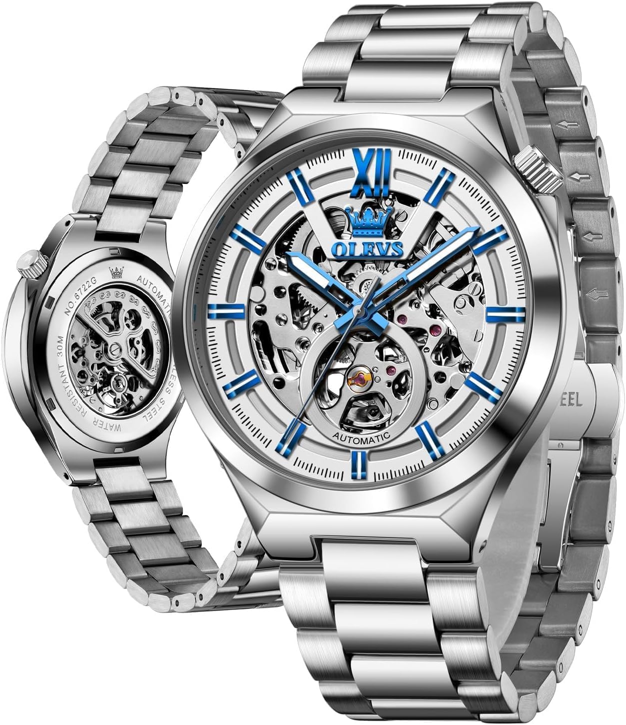 Detalle de OLEVS Herrenuhr Automatik Skelettuhr