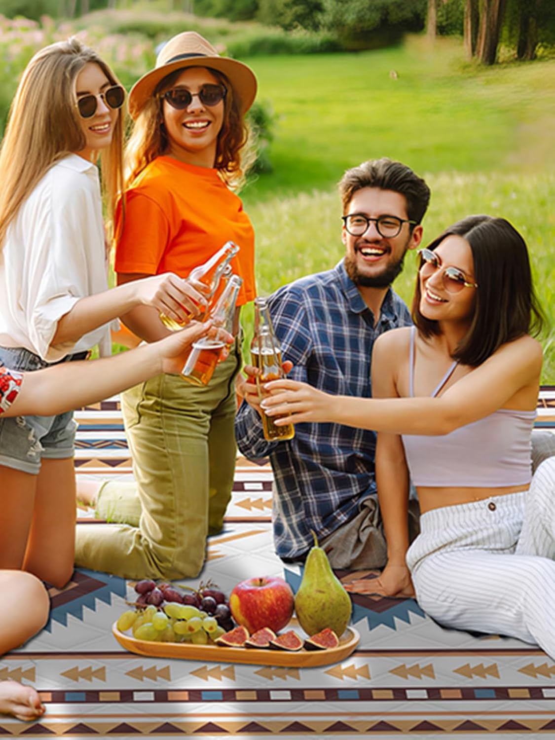 Thumbnail 5 de UKNOWISA 5-layer Picnic Blanket (200 x 200cm) waterproof extra large beach & picnic rug