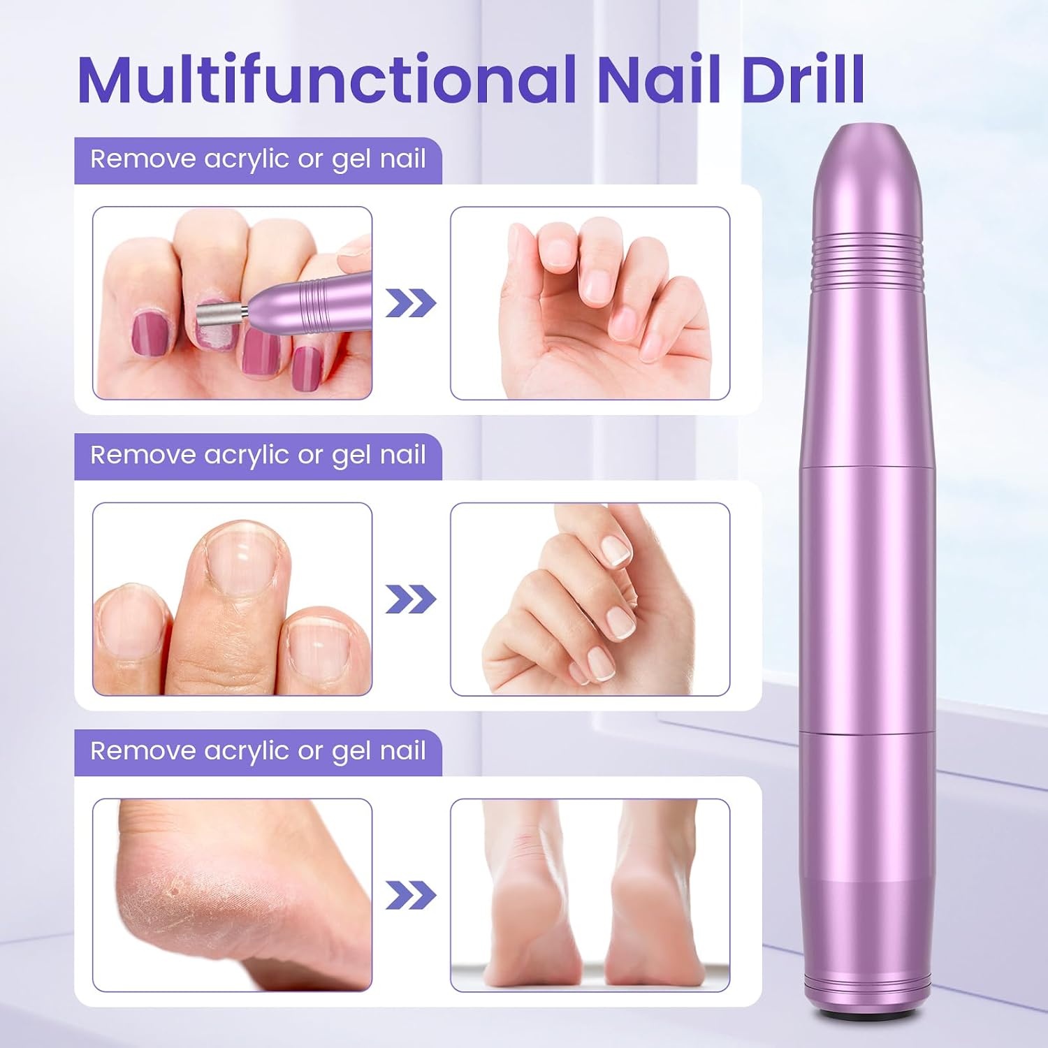 Thumbnail 3 de KOOFIT Nagelfräser & elektrische Nagelfeile für Gelnägel – verstellbare Geschwindigkeit bis 20.000 u/Min