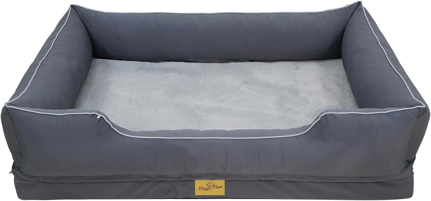 Detalle de BingoPaw Orthopedic Dog Bed Large – Sofa-Style with Bolster Sides