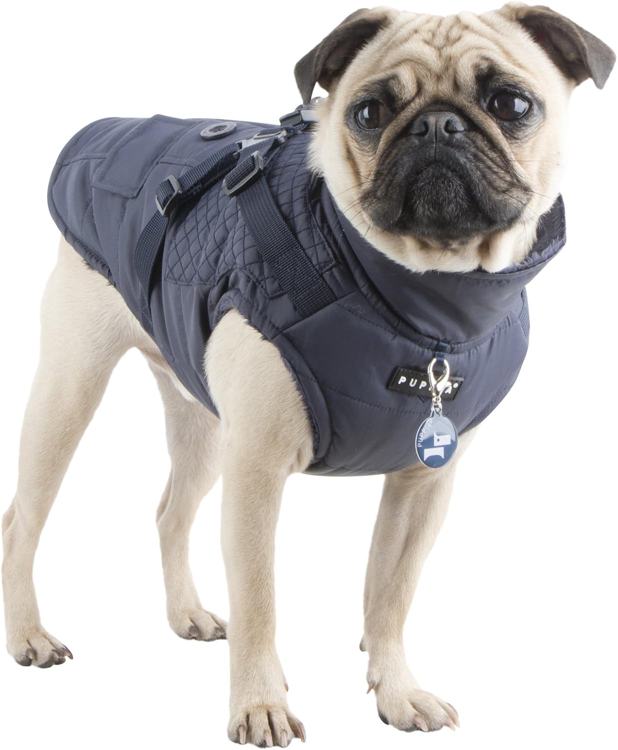 Detalle de Puppia PAQD-VT1463 Wilkes – zimowy płaszcz dla psa XL, ciemnoniebieski