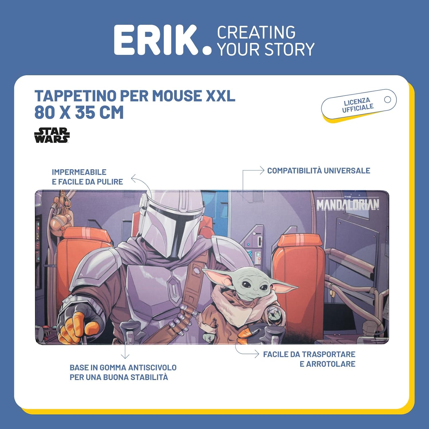 Thumbnail 1 de Grupo Erik Tappetino Mouse XXL Star Wars Yoda – Tappetino 80x35 cm, impermeabile e antiscivolo