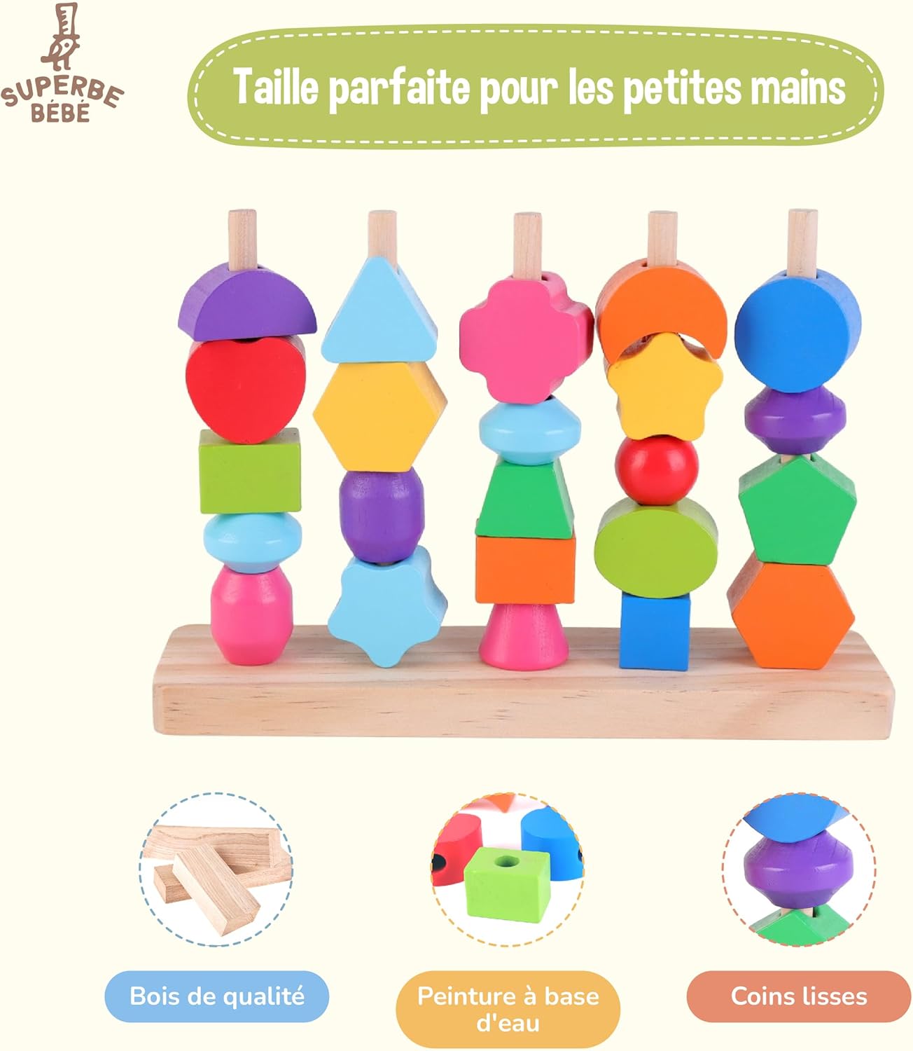 Thumbnail 1 de Jouet Montessori en Bois à Empiler et Tri pour Bébé et Enfant – SUPERBE BEBE