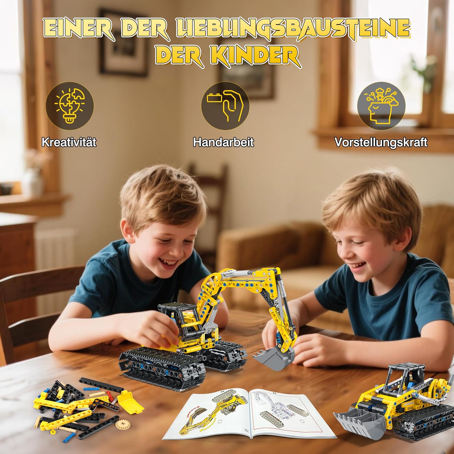 Thumbnail 4 de Charmofun 2in1 Techink Bagger Bulldozer Klemmbausteine 399 Teile