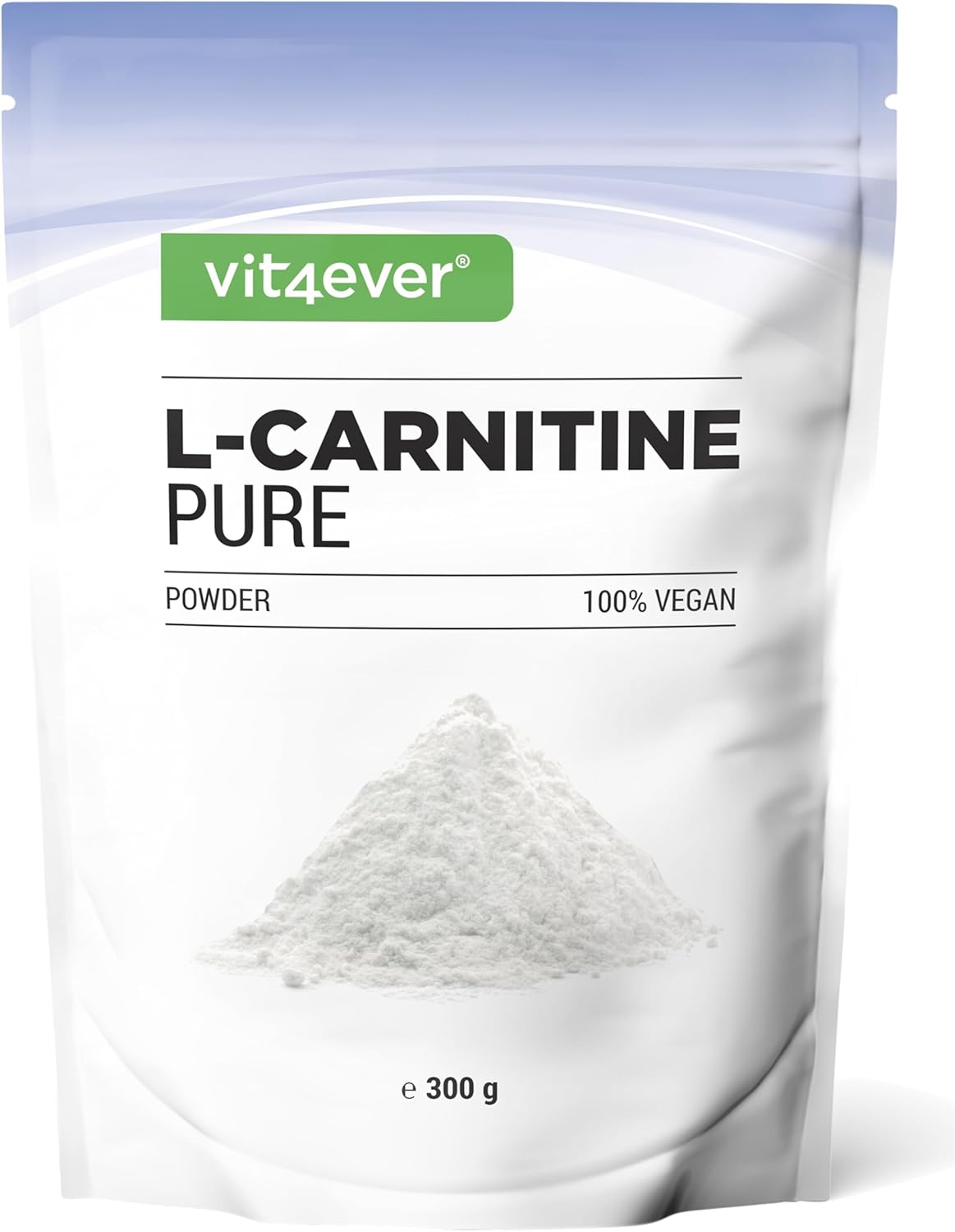 Detalle de vit4ever L-Carnitin Pure 300 g Pulver (L-Carnitin-Tartrat) – 100 Portionen