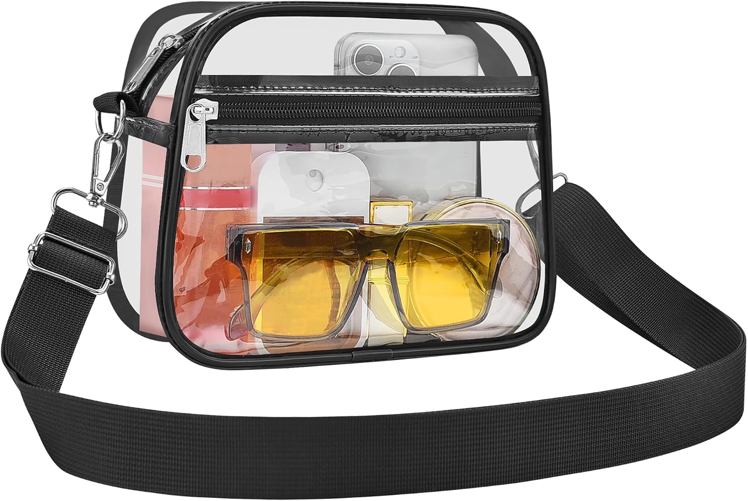 Detalle de USPECLARE Clear Stadium Crossbody Bag, 0.4 mm PVC, Adjustable Strap