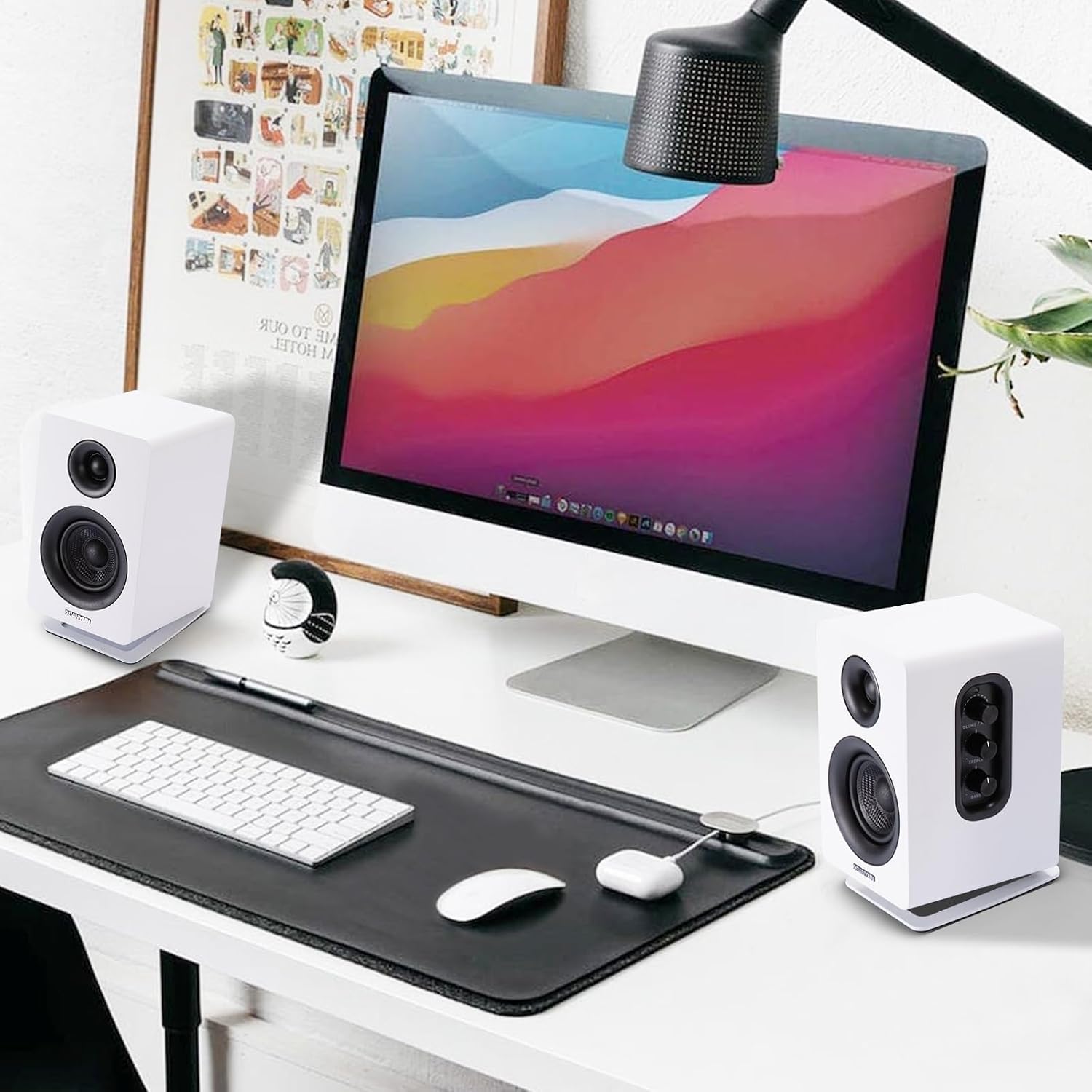 Thumbnail 6 de Sanyun SW601 15° Tilted Desk Speaker Stands (Pair) for Compact 2–3 inch speakers, White