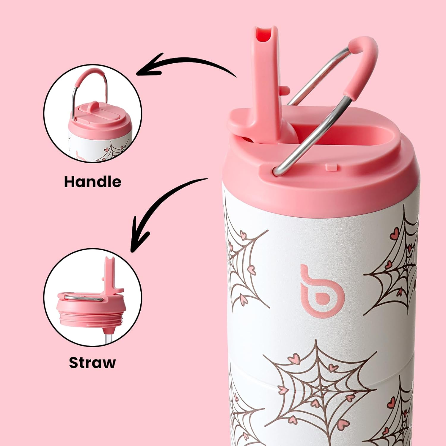 Detalle 2 de BOTTLE BOTTLE Isolierte Edelstahl-Trinkflasche 750 ml mit Strohhalm, Deckel & Griff – BPA-frei, doppelwandig, auslaufsicher