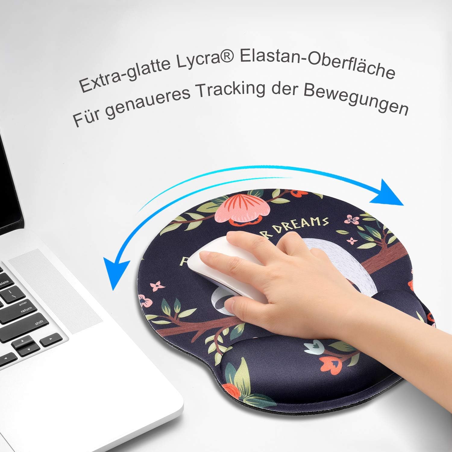 Detalle 2 de AOKSUNOVA Mousepad mit Handauflage (Hellblau) – gelkissen Ergonomie für Büro, Home-Office & Alltag