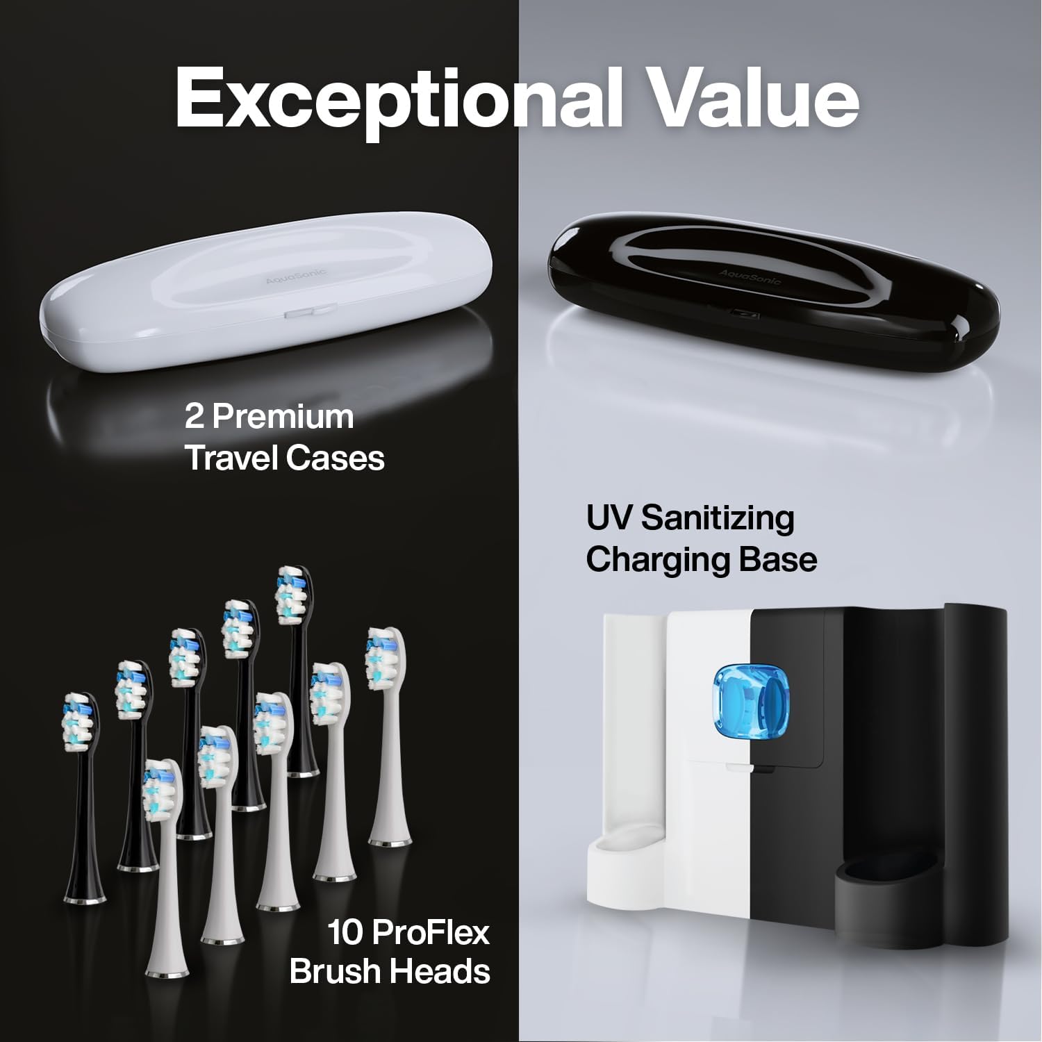 Thumbnail 5 de Aquasonic Duo PRO Ultra Whitening 50,000 VPM Electric Toothbrush with UV Sanitising and Dual Charging Base