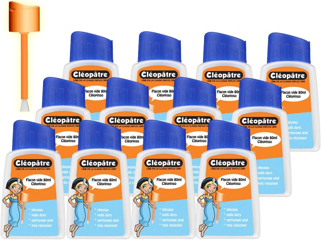 Detalle de COLLES 24887 Lot de 12 Flacons Cléopâtre liquides avec bouchon pinceau et système anti-reversement – 80 ml, Couleurs assorties