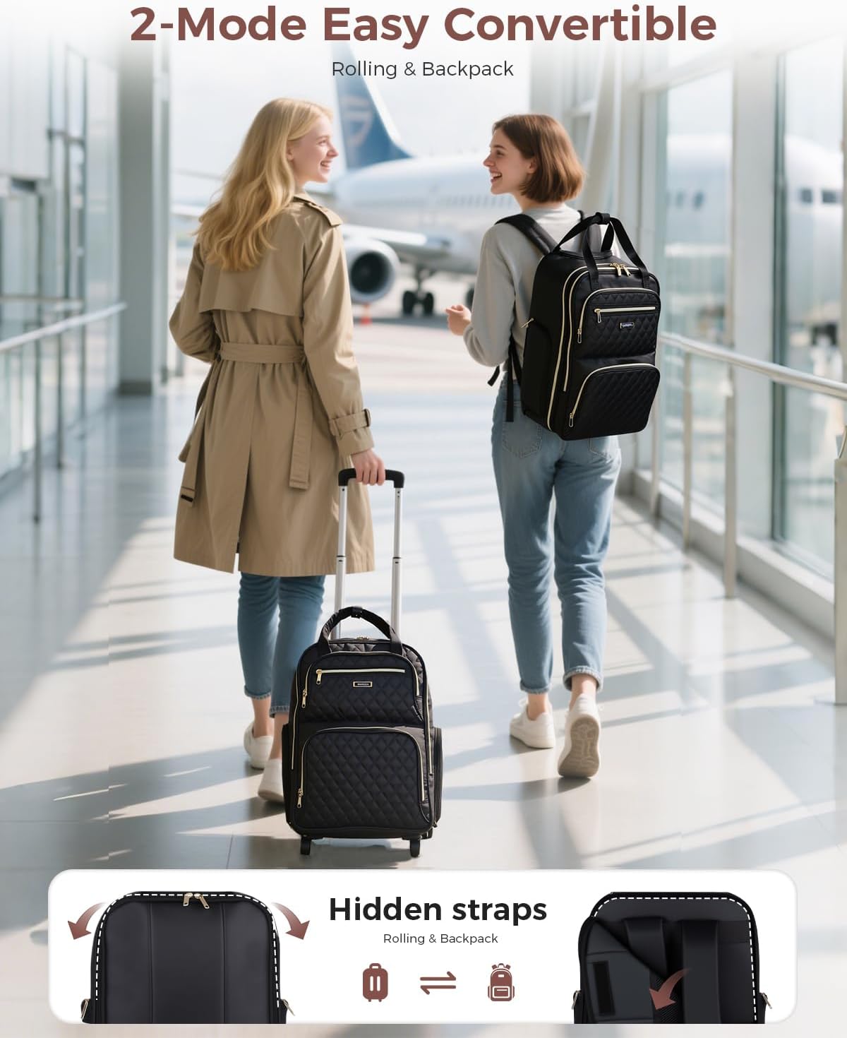 Thumbnail 4 de Ponhog Rolling Laptop Travel Backpack 30L