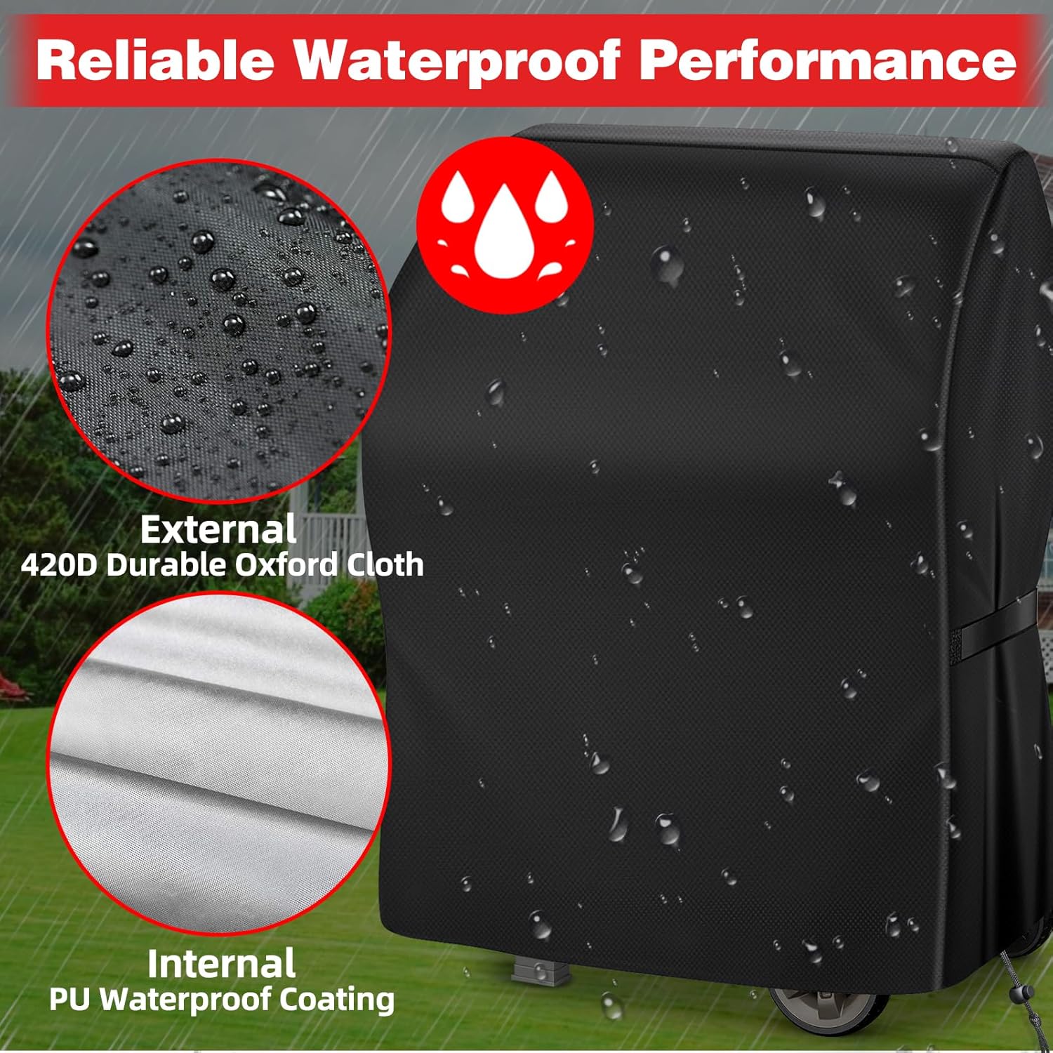 Thumbnail 2 de SPGOOD Grillabdeckung 90x70x110 cm – wetterfest, wasserdicht und robust