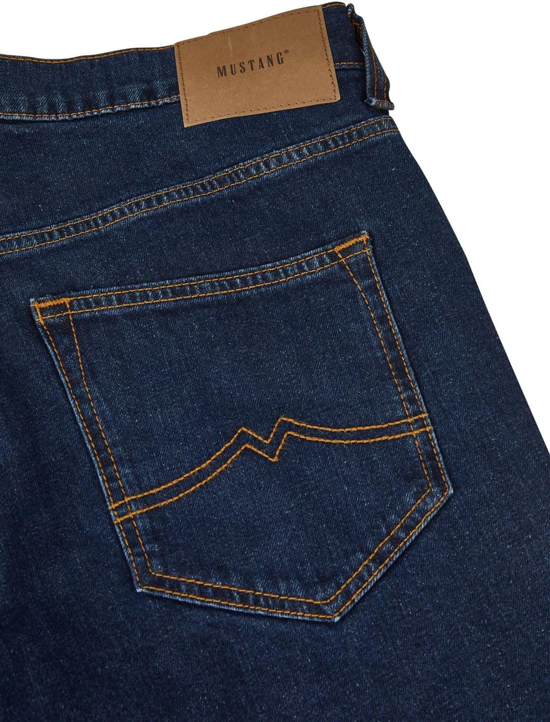 Detalle de Mustang Herren Stretch-Jeans „Oregon“ Bootcut (Schwarz/Blau) – bequem mit normalem Bund