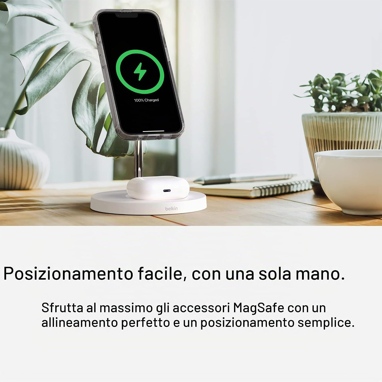 Detalle de Belkin Custodia per iPhone 14 con MagSafe, trasparente e con bordi rialzati per la fotocamera