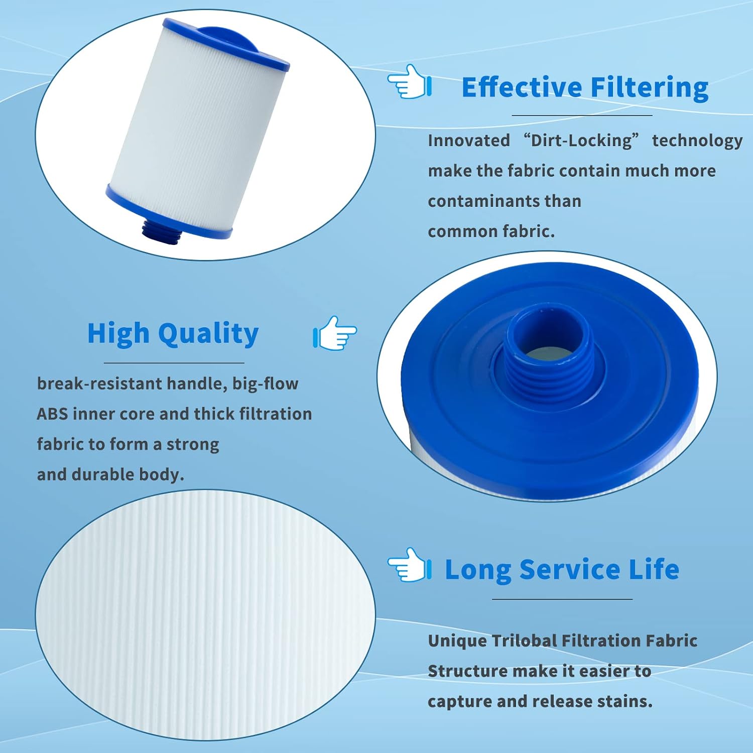 Detalle de JEFFEL PWW50 whirlpoolfilter, 2 stuks met filteroppervlak van 45 m²