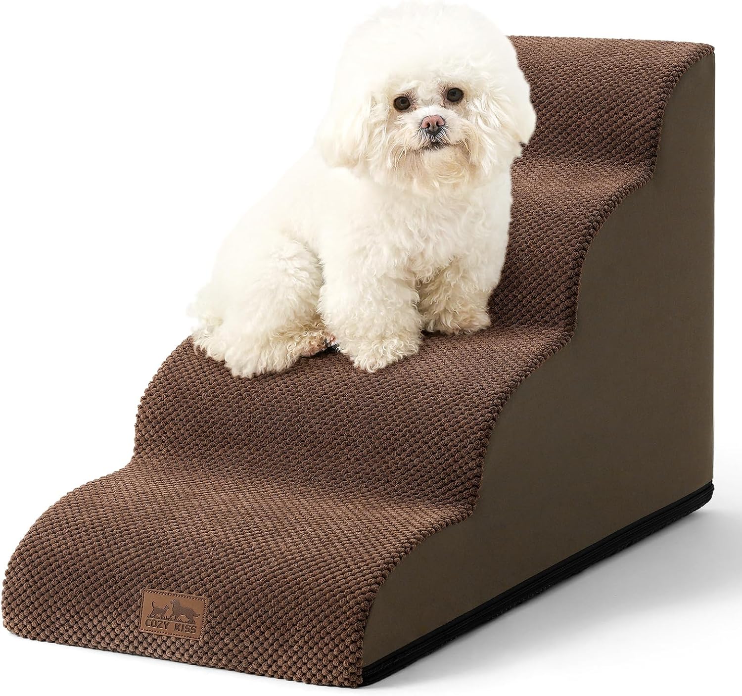 Imagen de COZY KISS Dog Stairs for Small Dogs 19.7" High – 4-Tier Foam Ramp for Beds, Couches and Car Seats en OfertitasTOP