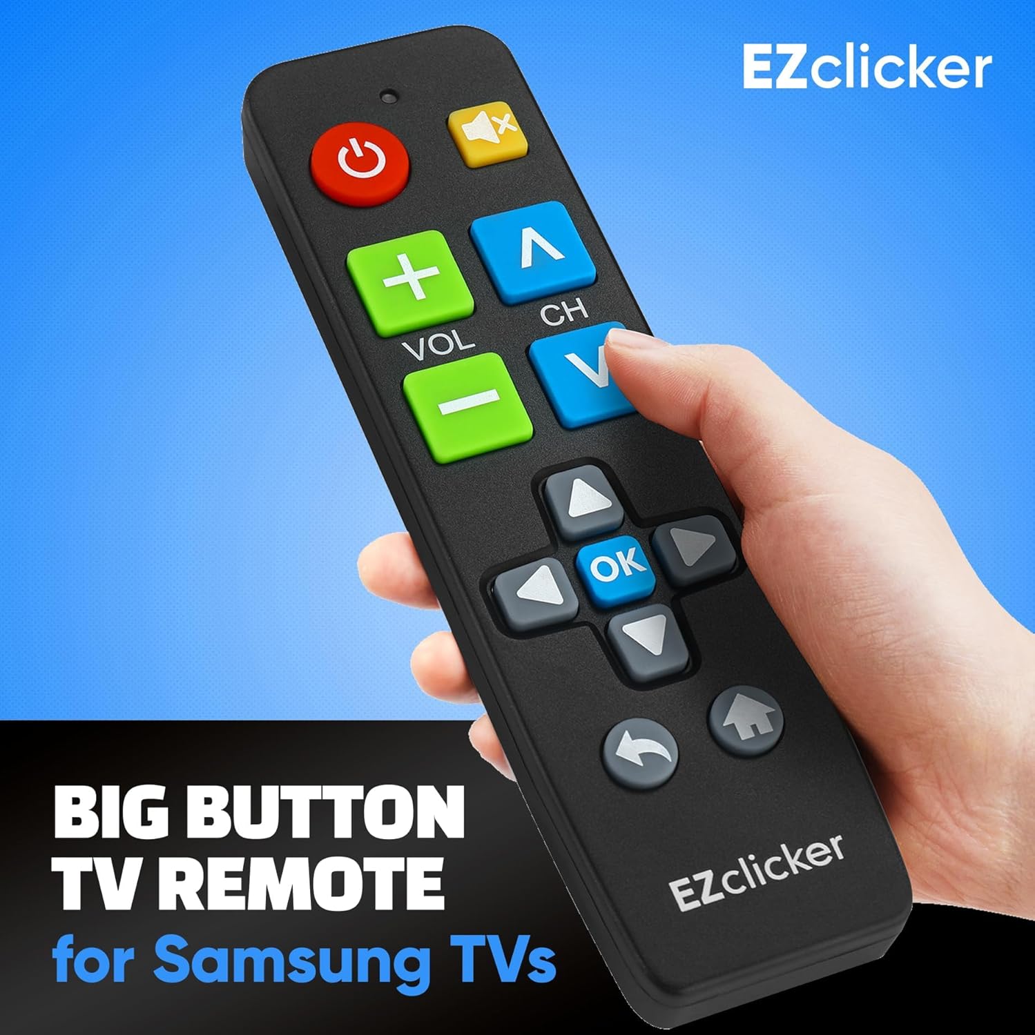 Detalle de Samsung Replacement TV Remote (Big Button) for Samsung TVs Only — Black, easy-to-use controls