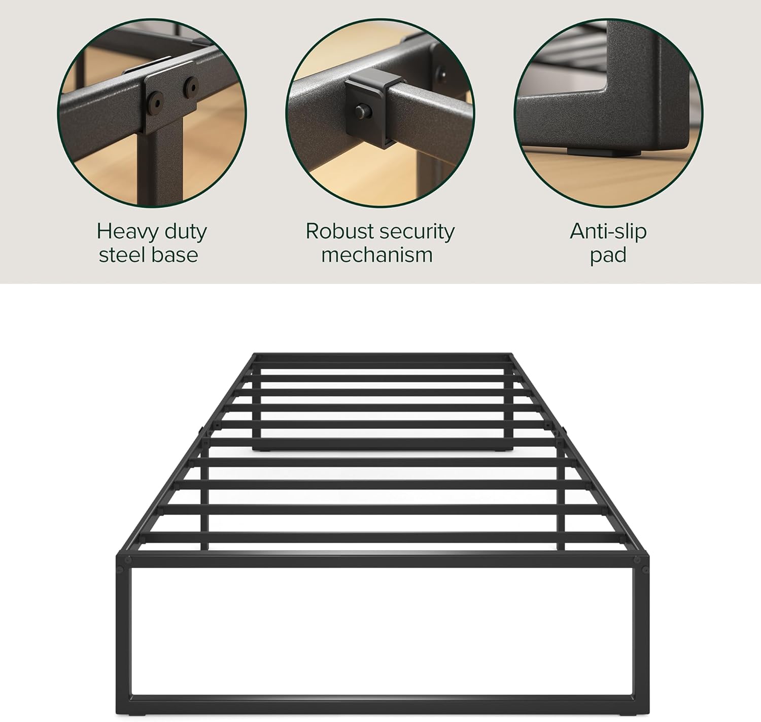 Detalle 2 de Zinus Lorelai Twin Bed Frame, 14-Inch Metal Platform with Underbed Storage