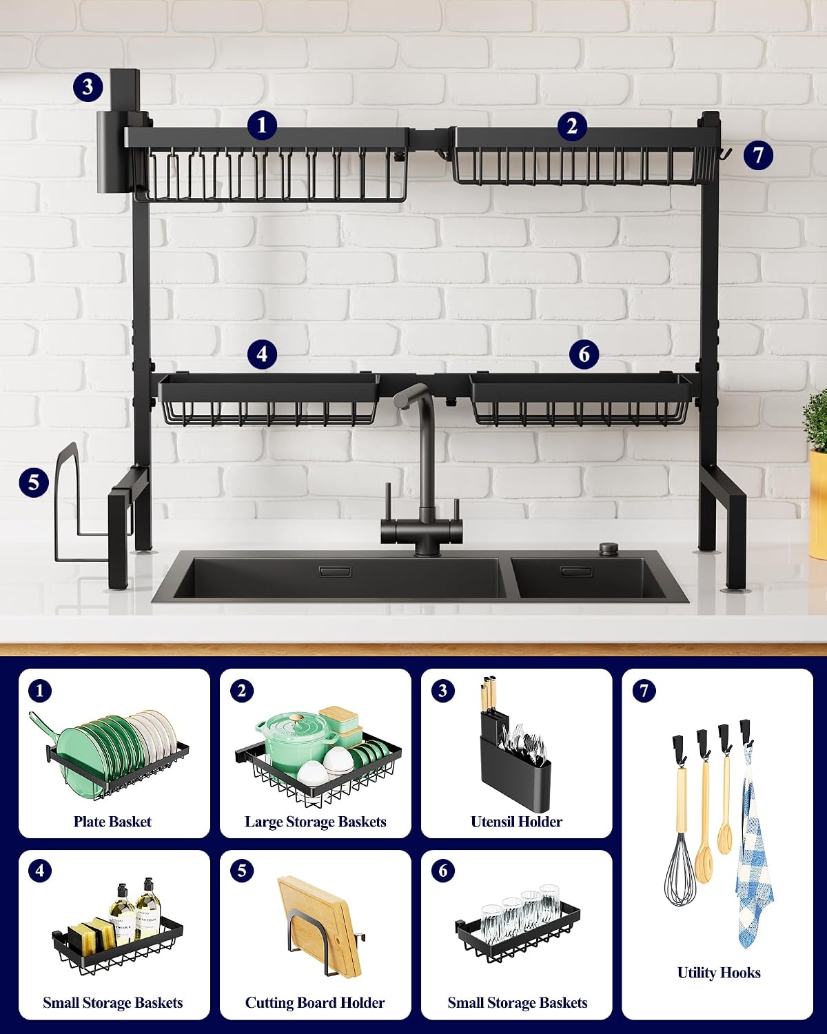 Thumbnail 3 de Kitsure Over The Sink Dish Drying Rack 30
