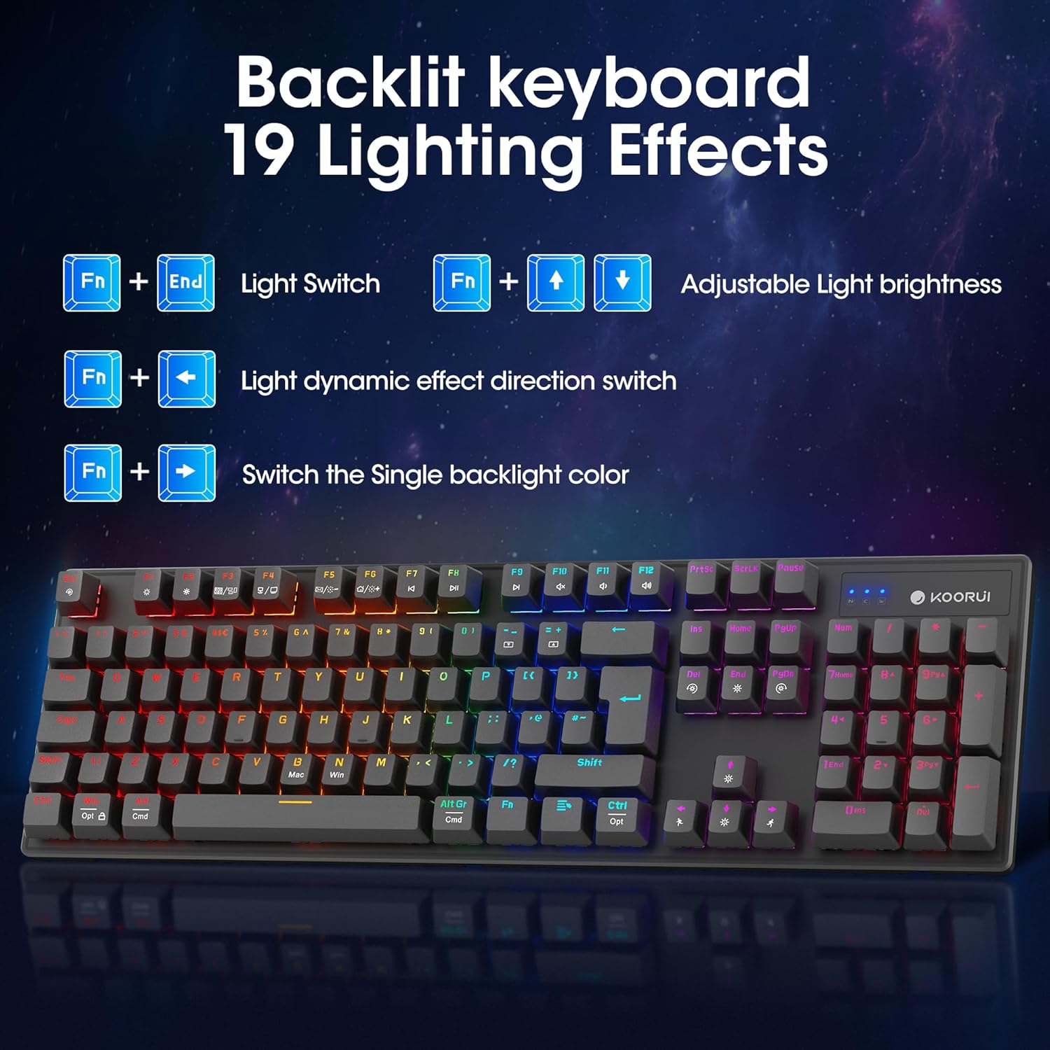 Thumbnail 2 de KOORUI Wired Gaming Keyboard and Mouse Combo with Blue Mechanical Switches