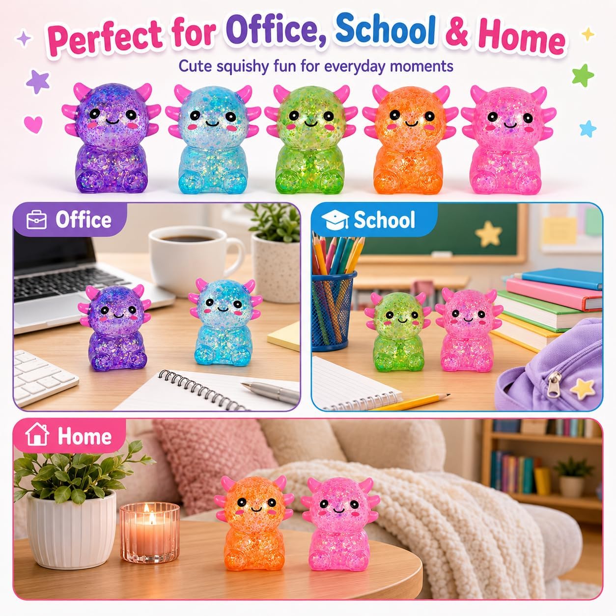 Detalle de Axolotl Squishy Stress Ball: Soft TPR Slow Rising Seated Axolotl Toy