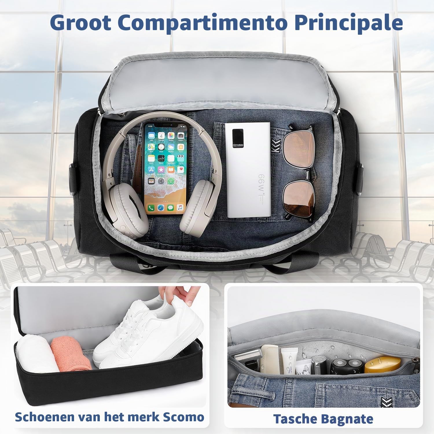 Thumbnail 3 de VSNOON handbagagetas 40 x 30 x 20 cm, 24 liter, diepzwart