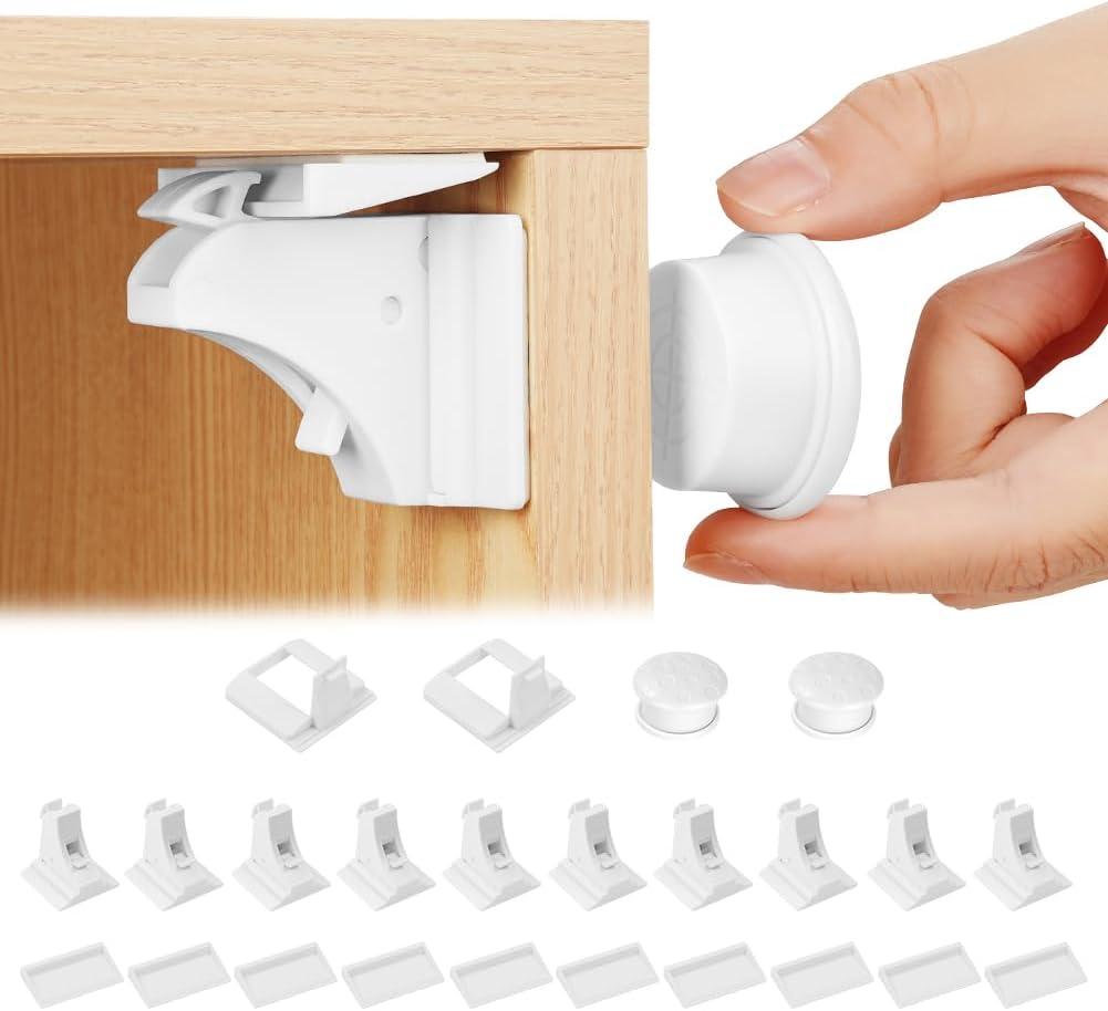 Detalle de HOTUT Magnetic Cupboard Locks (10 locks + 2 keys) – invisible child safety for cabinets and drawers