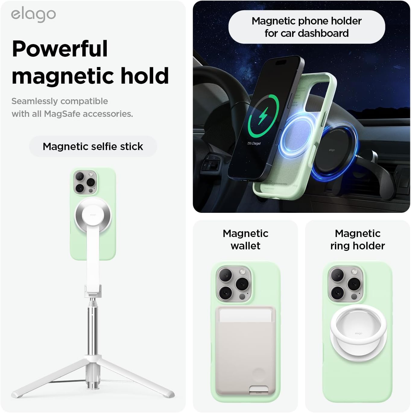 Thumbnail 3 de elago Cover Magnetica in Silicone per iPhone 16 Pro Max da 6,9 pollici, MagSafe compatibile (Menta Fredda)