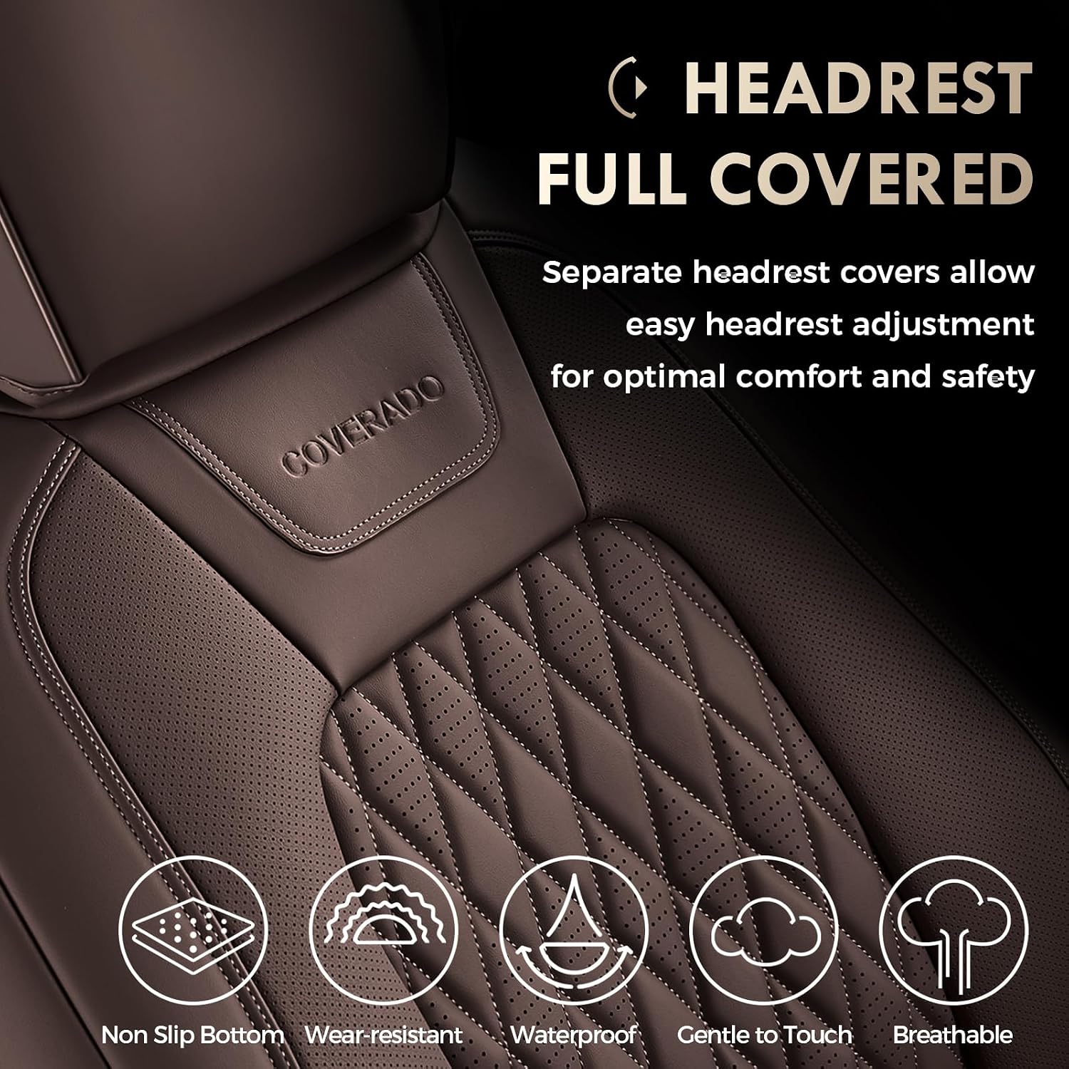 Thumbnail 5 de Coverado Premium Leather Full Set Seat Covers for Ford F-Series Crew Cab (2015-2026): Custom Leather, Heavy-Duty, Waterproof
