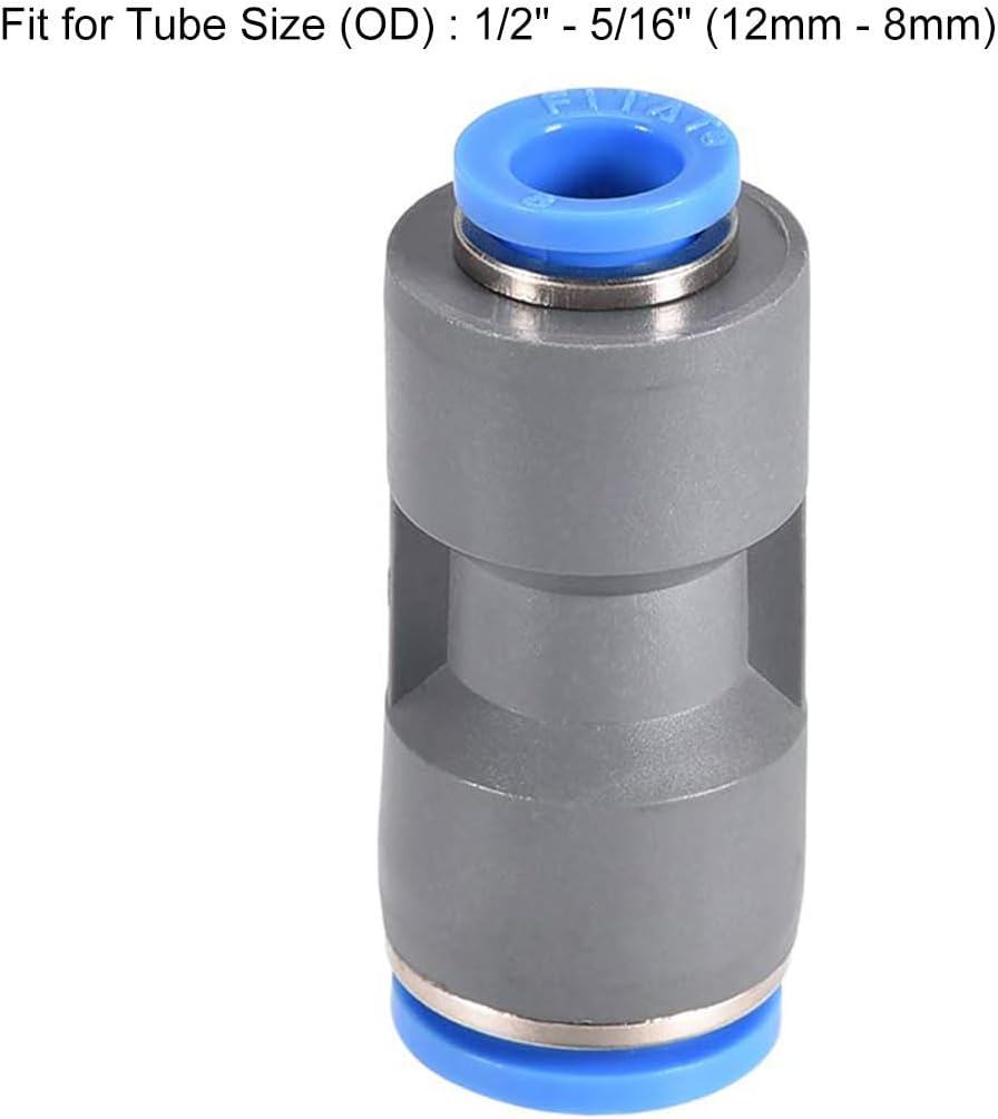 Detalle 1 de TA-VIGOR 12mm to 8mm Straight Union Push to Connect Fittings (5 Pack)