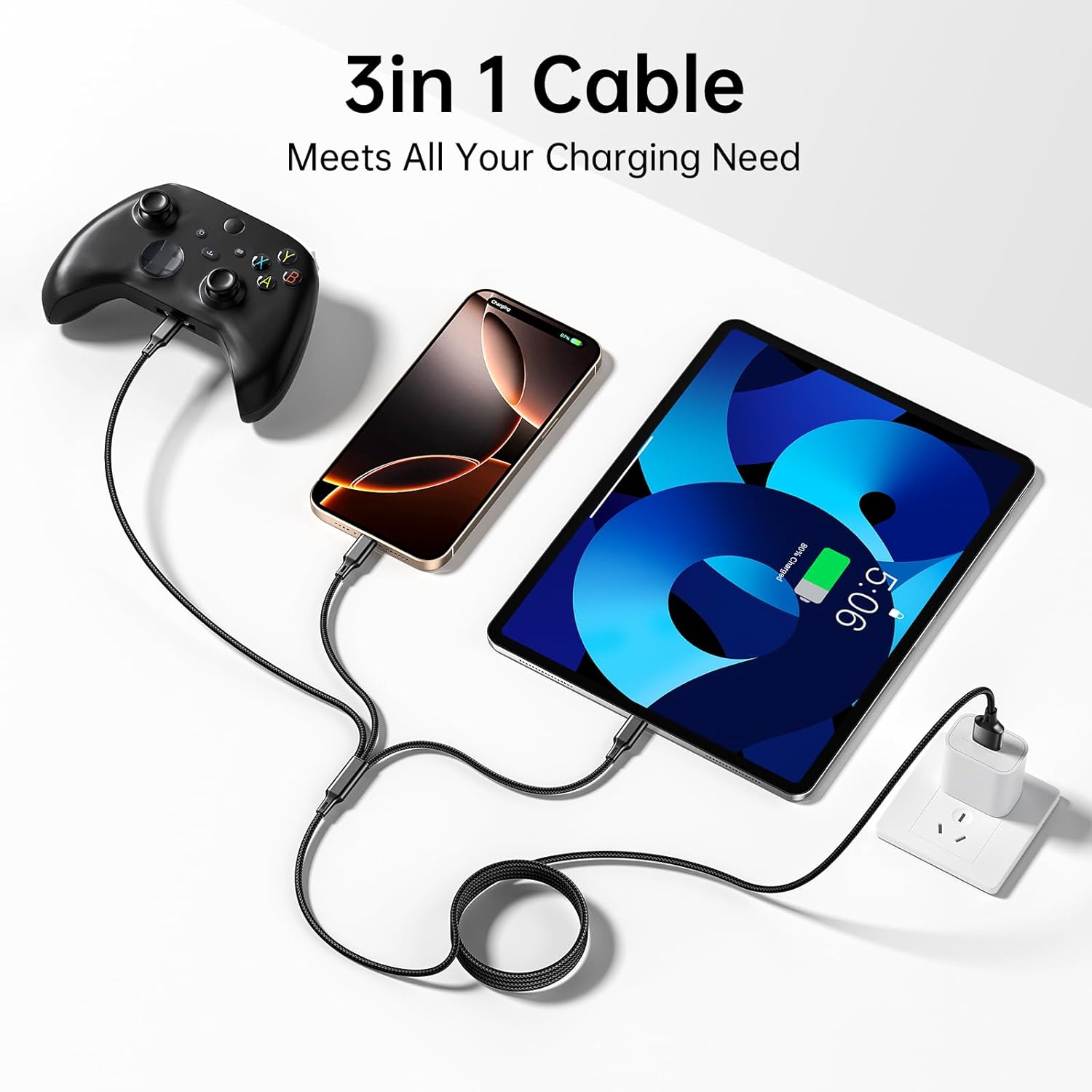 Thumbnail 6 de Multi USB Charging Cable 3A 4FT, 3‑in‑1 Charging Cable 🔌