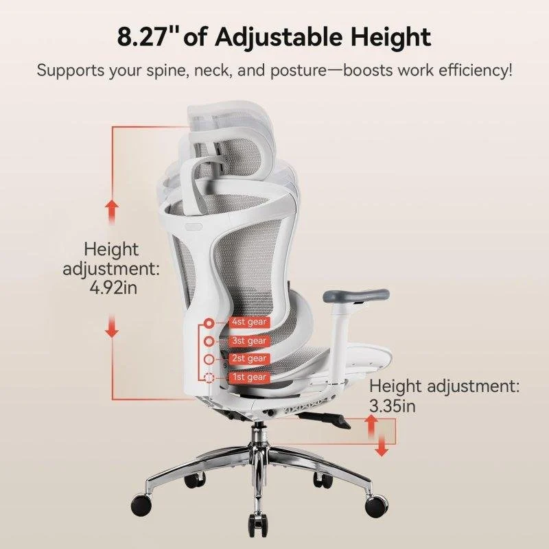 Detalle de Sihoo Doro C300: silla ergonómica con soporte lumbar autoajustable y reposabrazos 3D