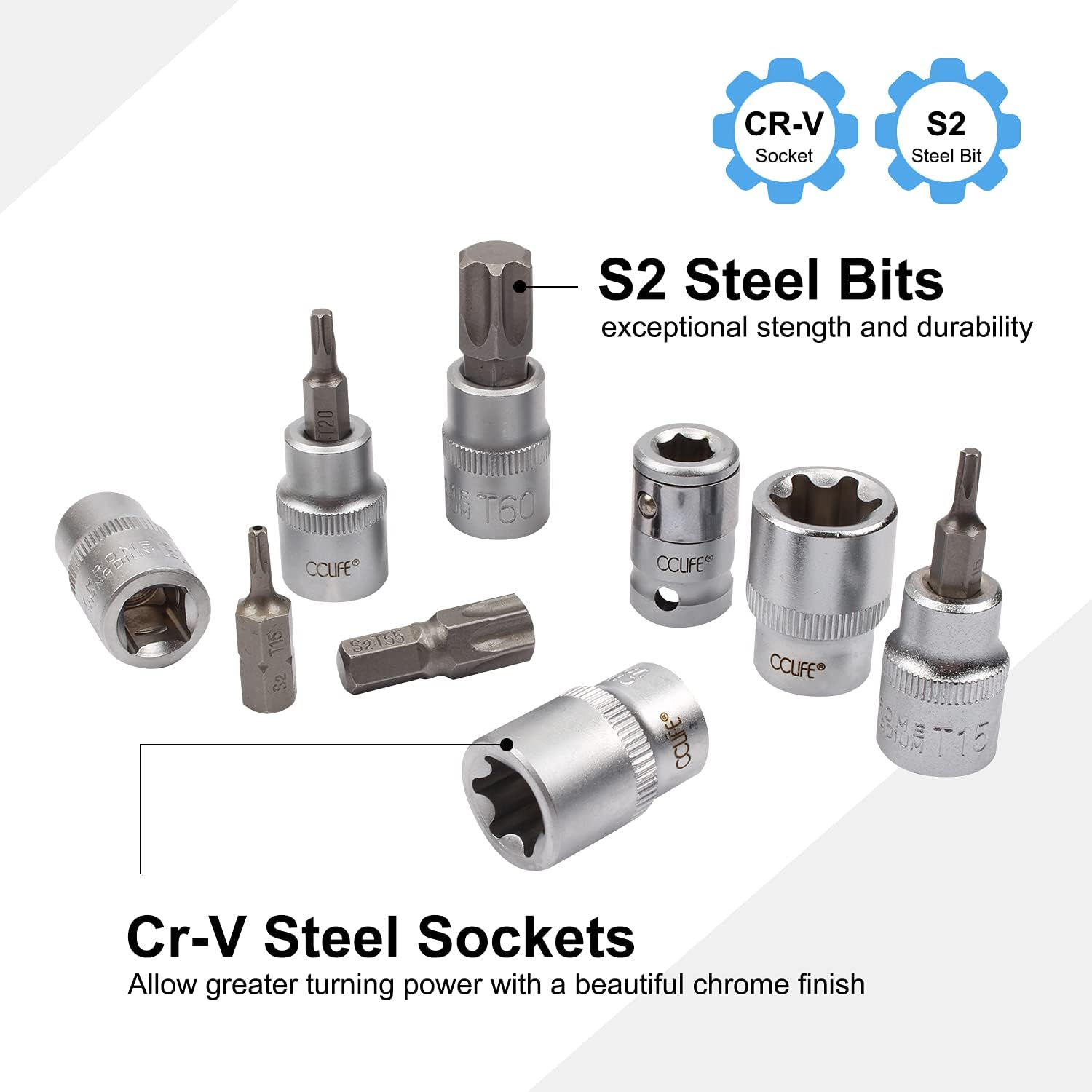 Detalle 2 de CCLIFE 34 pièces douilles Torx 3/8"