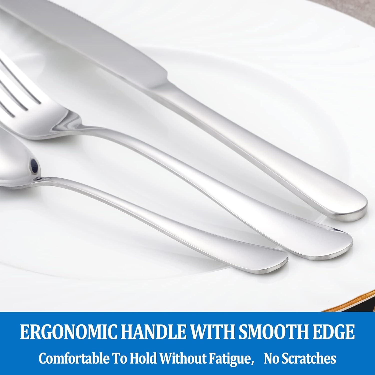 Thumbnail 4 de 16-Piece Silverware Set with Mirror Polished Forks and Spoons